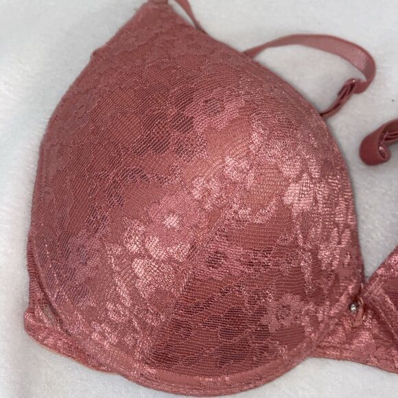 Victoria Secret Womens 36D Floral Lace Lined Push Up Bra Pink - Picture 4 of 8